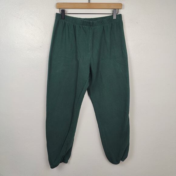 Set Active‎ Sweatpants Womens Medium Dark Green 100% Cotton Knit Lounge - Picture 1 of 7